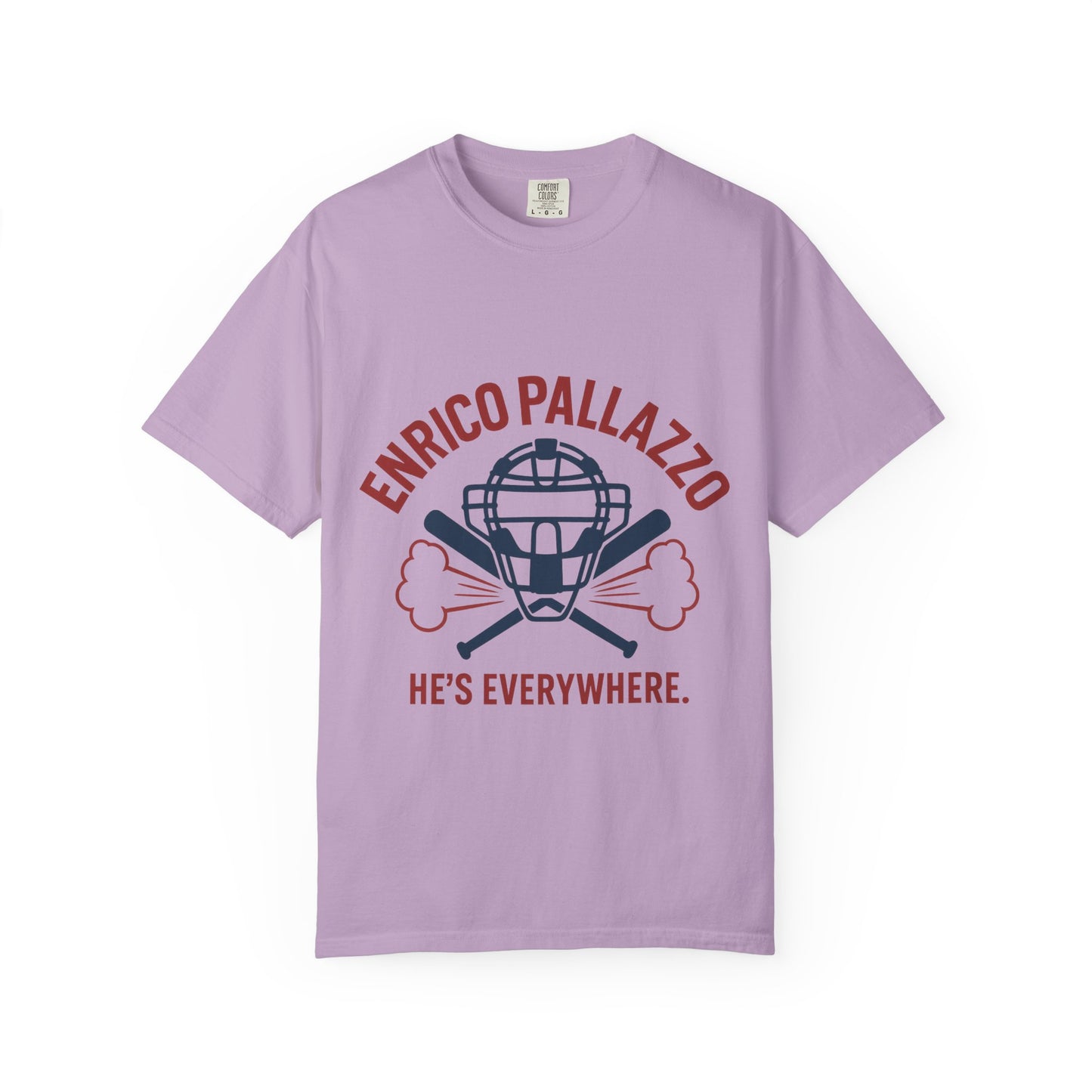 Enrico Pallazzo Baseball Tee – “He’s Everywhere” Naked Gun Parody Shirt