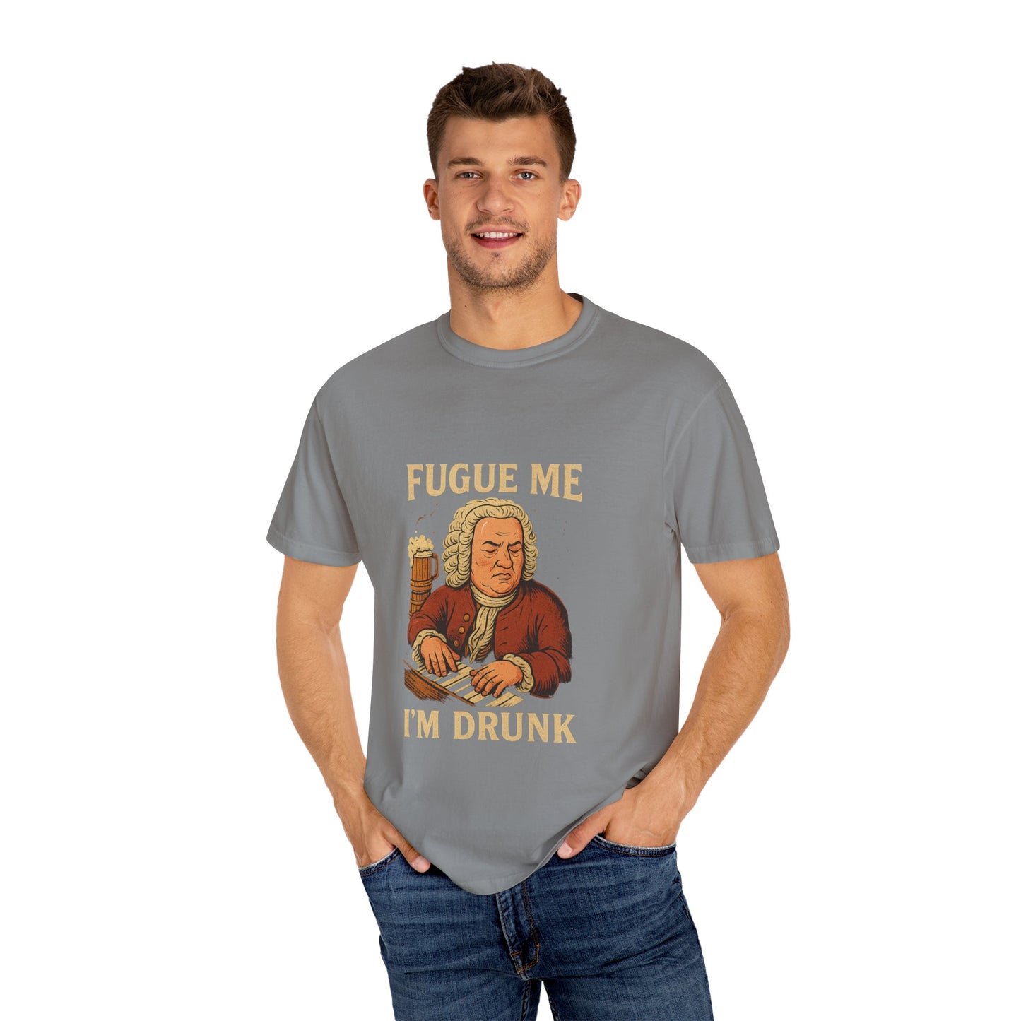 Bach Fugue Me Beer Funny Music-Themed Unisex T-Shirt, Casual Humor Tee, Gift for Musicians, Unique Party Shirt, Holiday Apparel, Comedy Shirt
