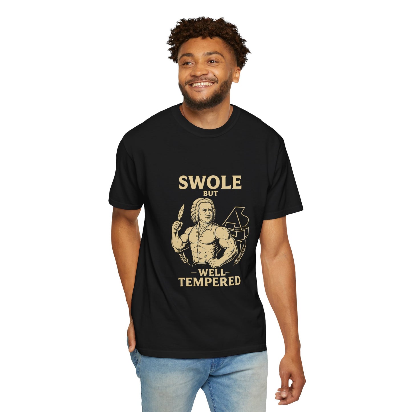 Swole But Well-Tempered Bach Tee – Funny Fitness Shirt for Musicians & Gym Lovers