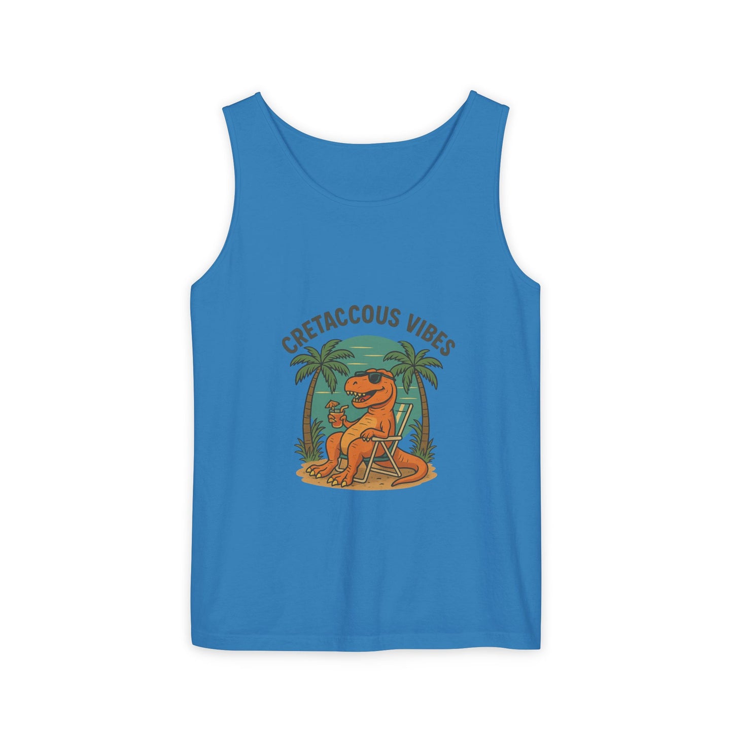 Cretaceous Vibes Tank Top – Chill Dinosaur Graphic Tee for Summer & Prehistoric Partying