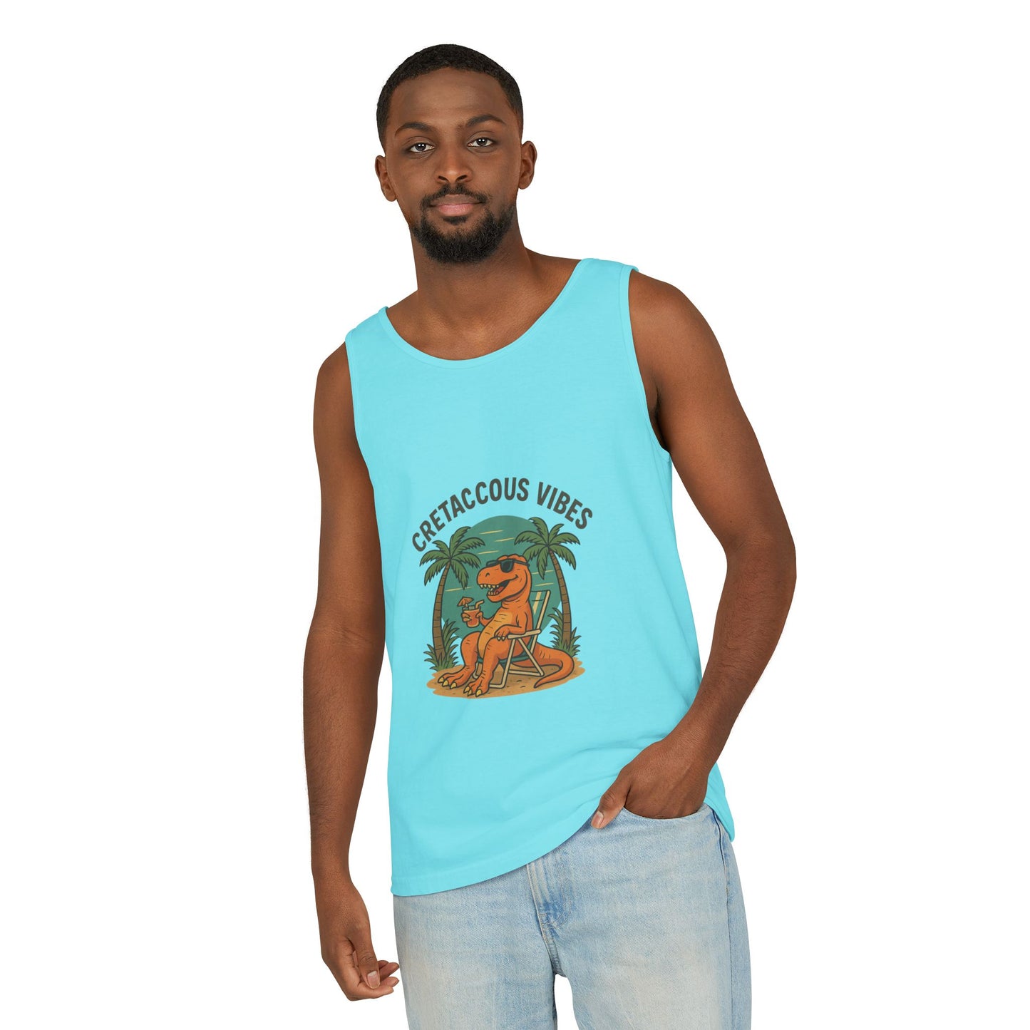 Cretaceous Vibes Tank Top – Chill Dinosaur Graphic Tee for Summer & Prehistoric Partying