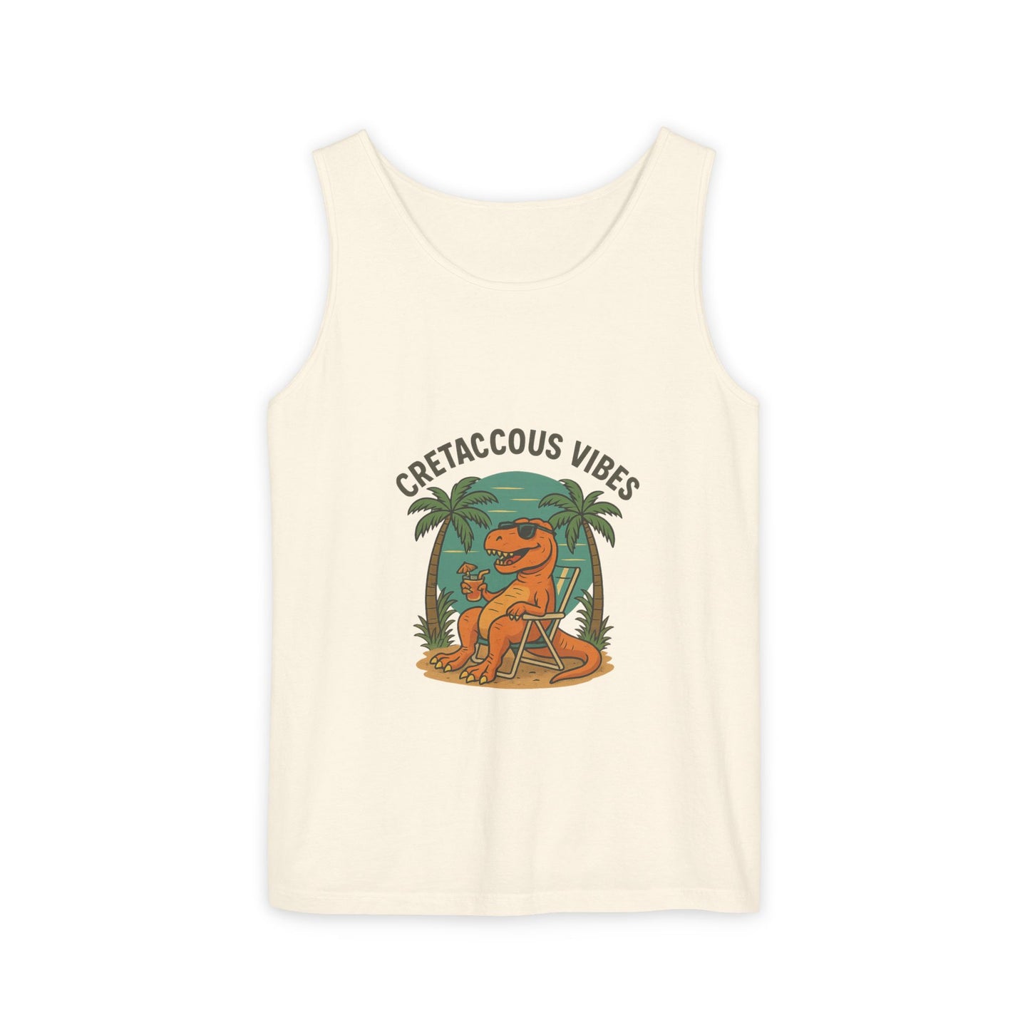 Cretaceous Vibes Tank Top – Chill Dinosaur Graphic Tee for Summer & Prehistoric Partying