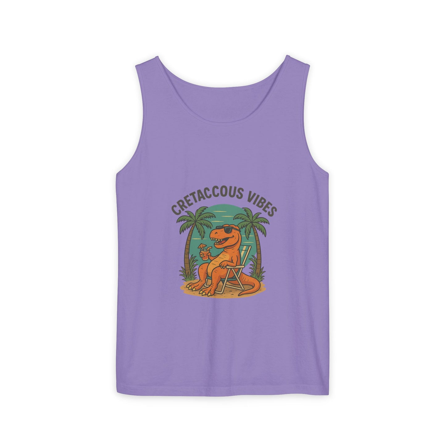 Cretaceous Vibes Tank Top – Chill Dinosaur Graphic Tee for Summer & Prehistoric Partying