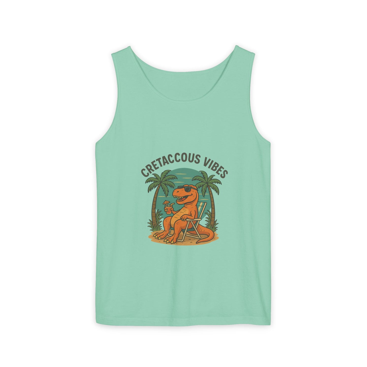 Cretaceous Vibes Tank Top – Chill Dinosaur Graphic Tee for Summer & Prehistoric Partying