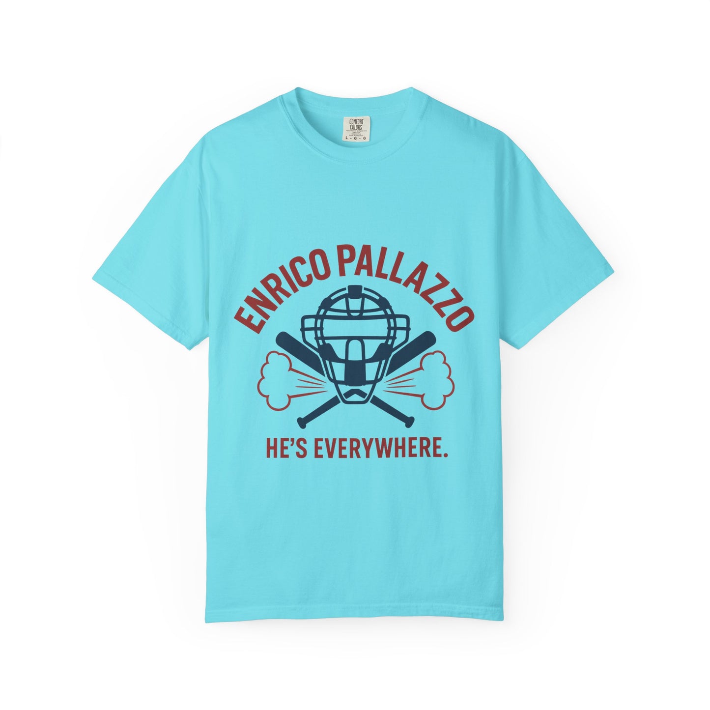 Enrico Pallazzo Baseball Tee – “He’s Everywhere” Naked Gun Parody Shirt