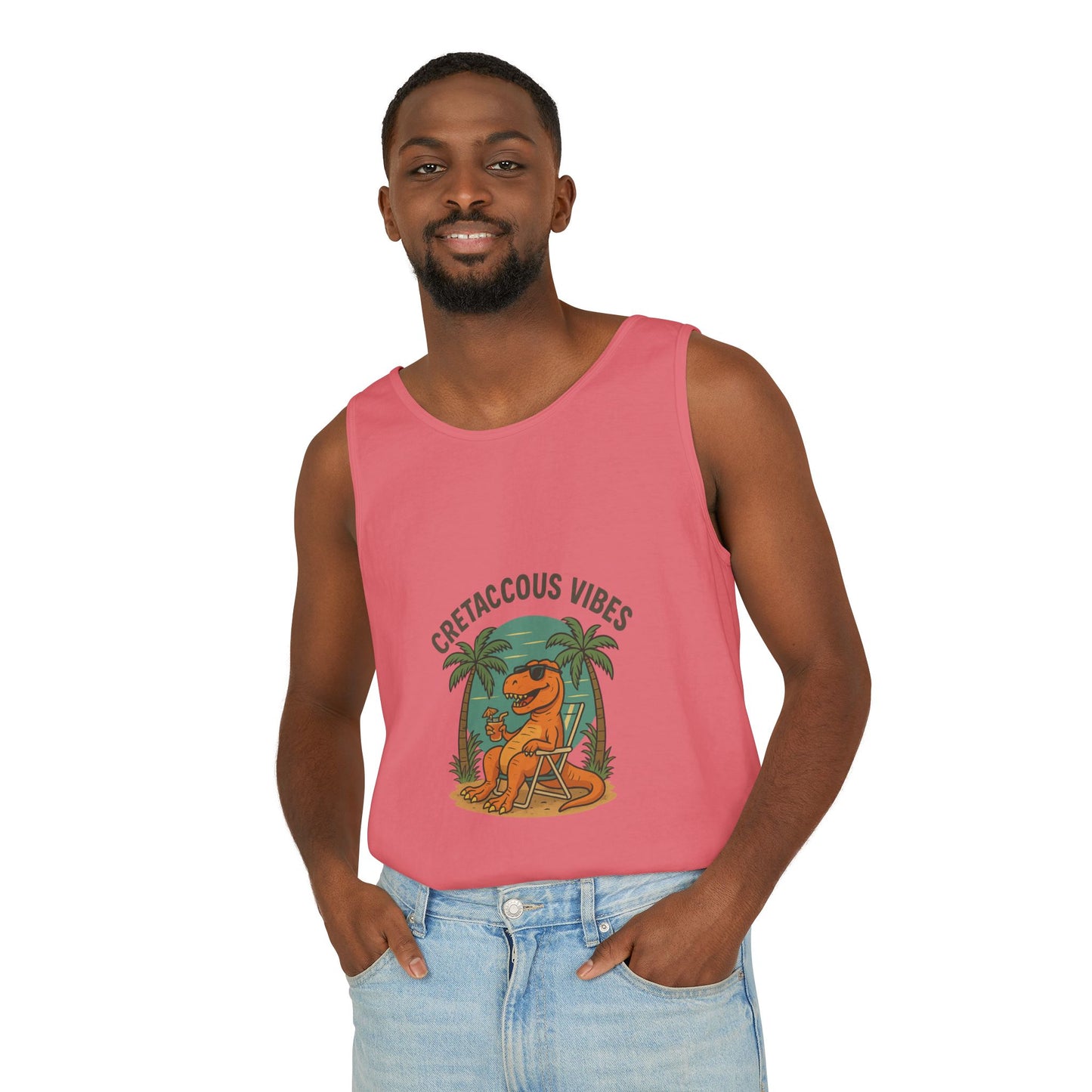 Cretaceous Vibes Tank Top – Chill Dinosaur Graphic Tee for Summer & Prehistoric Partying
