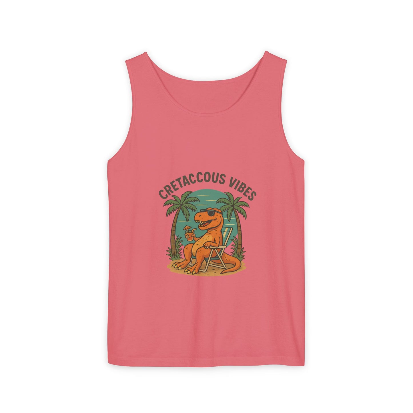 Cretaceous Vibes Tank Top – Chill Dinosaur Graphic Tee for Summer & Prehistoric Partying