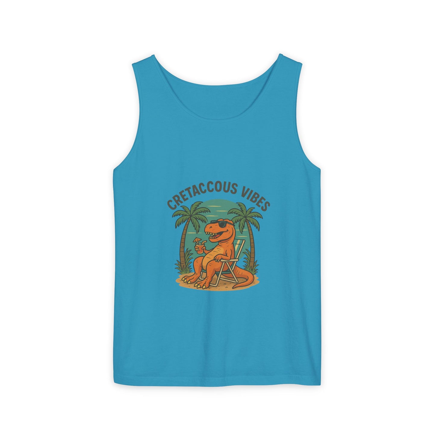 Cretaceous Vibes Tank Top – Chill Dinosaur Graphic Tee for Summer & Prehistoric Partying